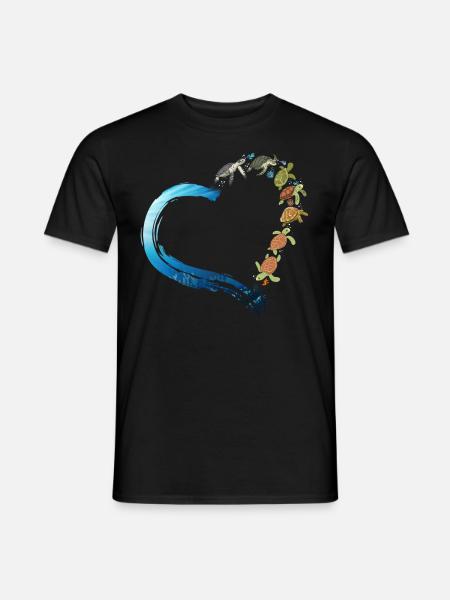 Sea Turtle Tortoise Heart - Männer T-Shirt - Schwarz
