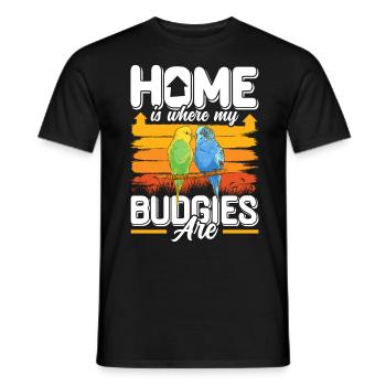 La maison est l’endroit où mes perruches sont perruches - T-shirt homme - noir - Devant - AI Model Male 178 light (178cm)