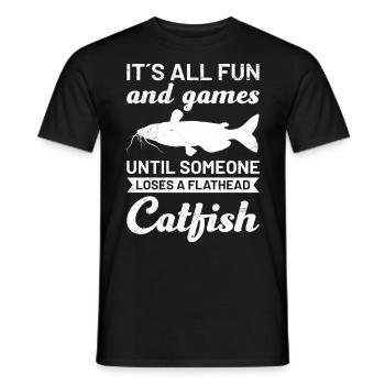 Pêcher tout le plaisir et les jeux jusqu’à perdre le poisson-chat - T-shirt homme - noir - Devant - AI Model Male 178 light (178cm)