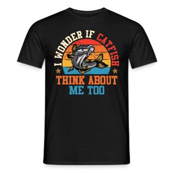 Angler Wonder if Catfish think about me too Welse - Männer T-Shirt - Schwarz - Vorne - AI Model Male 178 light (178cm)