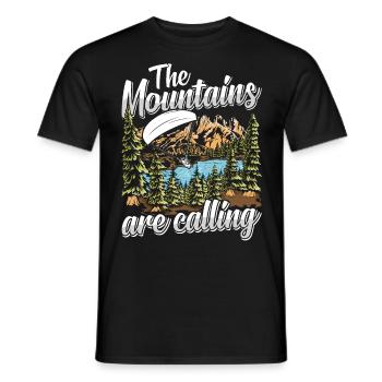 Mountaineering The Mountains are Calling - Men's T-Shirt - black - Front - AI Model Male 178 light (178cm)