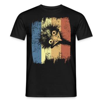 Vogelstrauss Emu Strauß Lustiger Vogel Retro - Männer T-Shirt - Schwarz - Vorne - AI Model Male 178 light (178cm)