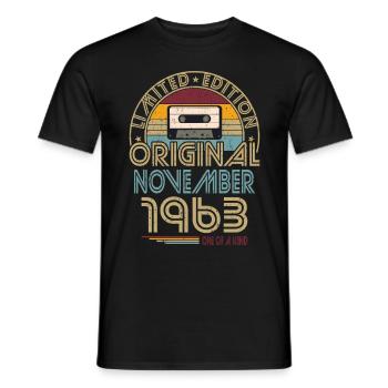 60th Birthday Year November 1963 Original - Men's T-Shirt - black - Front - AI Model Male 178 light (178cm)