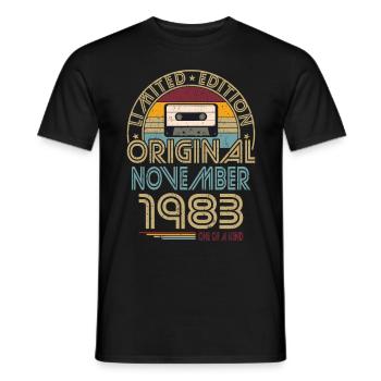 40th Birthday Vintage November 1983 Original - Men's T-Shirt - black - Front - AI Model Male 178 light (178cm)