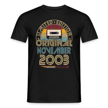 20th Birthday Vintage November 2003 Original - Men's T-Shirt - black - Front - AI Model Male 178 light (178cm)