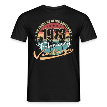 50th Birthday Vintage February 1973 Vintage 1973 - Men's T-Shirt - black - Front - AI Model Male 178 light (178cm)