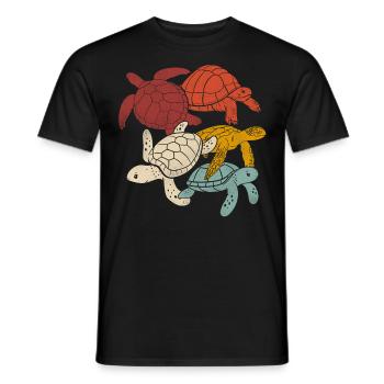 Sea Turtle Tortoise Retro Vintage - T-shirt homme - noir - Devant - AI Model Male 178 light (178cm)