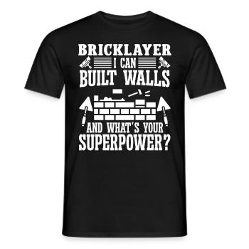 Mason Bricklayer peut construire des murs Maçonnerie - T-shirt homme - noir - Devant - AI Model Male 178 light (178cm)