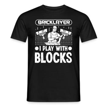 Mason Bricklayer Play With Blocks Masonry - Men's T-Shirt - black - Front - AI Model Male 178 light (178cm)