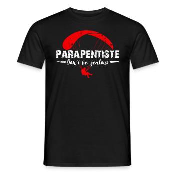 Paragliding Parapentiste Don ́t be Jealous - Men's T-Shirt - black - Front - AI Model Male 178 light (178cm)