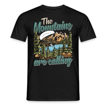 Mountaineering The Mountains are Calling - Men's T-Shirt - black - Front - AI Model Male 178 light (178cm)