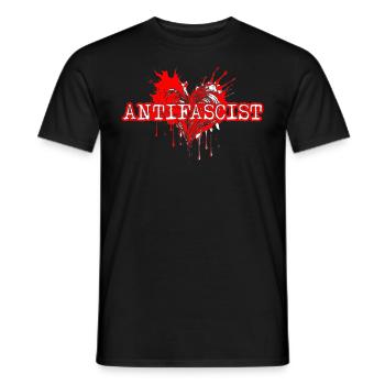 Antifascist Heart - Men's T-Shirt - black - Front - AI Model Male 178 light (178cm)