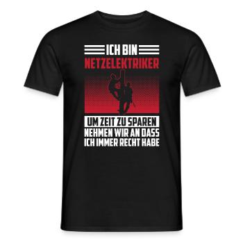 Netzelektriker haben immer Recht - Männer T-Shirt - Schwarz - Vorne - AI Model Male 178 light (178cm)