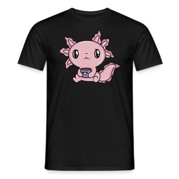 Coffee Cute Axolotl - Men's T-Shirt - black - Front - AI Model Male 178 light (178cm)