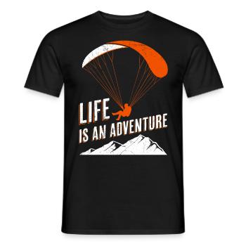 Paragliding Life is an adventure - Men's T-Shirt - black - Front - AI Model Male 178 light (178cm)