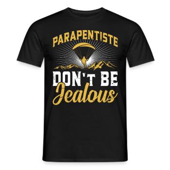 Paraglider Parapentiste Don ́t be Jealous - Men's T-Shirt - black - Front - AI Model Male 178 light (178cm)