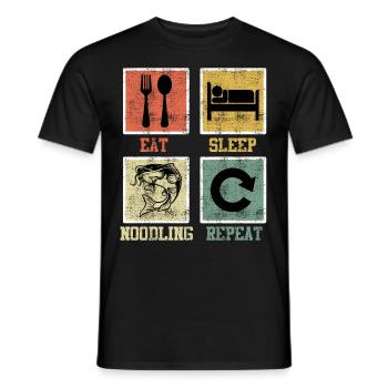 Waller Angeln Eat Sleep Noodling Repeat - Männer T-Shirt - Schwarz - Vorne - AI Model Male 178 light (178cm)
