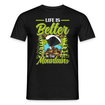 Paraglider Life is Better in the Mountains - Men's T-Shirt - black - Front - AI Model Male 178 light (178cm)