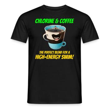 Chlorine and coffee: Swimmer Swimming Swim - Men's T-Shirt - black - Front - AI Model Male 178 light (178cm)