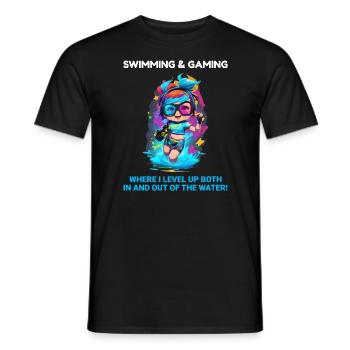 Schwimmen Schwimmen Schwimmen Unterwasser Gaming Videospiel - Männer T-Shirt - Schwarz - Vorne - AI Model Male 178 light (178cm)
