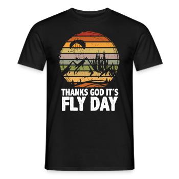 Parapente Dieu merci, c’est le jour de la mouche - T-shirt homme - noir - Devant - AI Model Male 178 light (178cm)