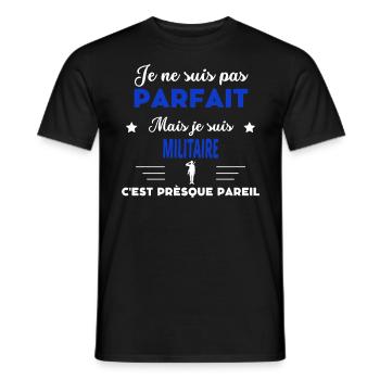 je ne suis pas parfait - idée de cadeau Militaire - T-shirt homme - noir - Devant - AI Model Male 178 light (178cm)