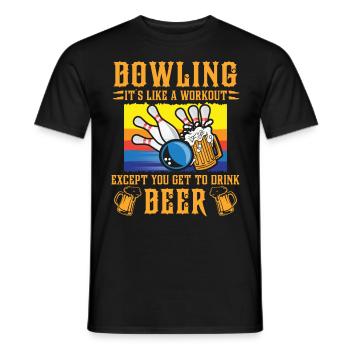 Bowling It ́s like Workout Bierfan Bowlingspieler - Men's T-Shirt - black - Front - AI Model Male 178 light (178cm)