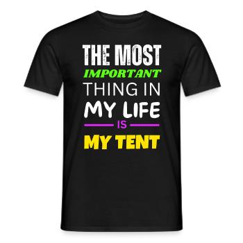 The Most Important Thing In My Life Is My Tent - Men's T-Shirt - black - Front - AI Model Male 178 light (178cm)