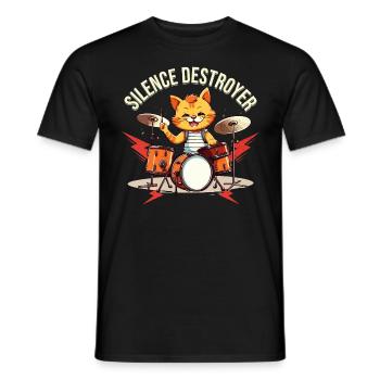 Drums Drums Silence Destroyer Cat Funny - T-shirt homme - noir - Devant - AI Model Male 178 light (178cm)