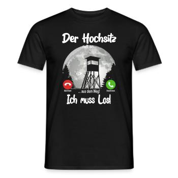 Der Hochsitz ruft an... aus dem Weg, ich muss los! - Männer T-Shirt - Schwarz - Vorne - AI Model Male 178 light (178cm)
