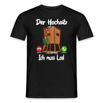 Der Hochsitz ruft an... aus dem Weg, ich muss los! - Männer T-Shirt - Schwarz - Vorne - AI Model Male 178 light (178cm)