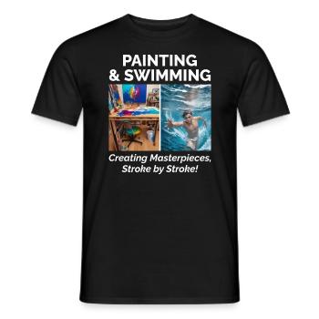 Peinture et natation - T-shirt homme - noir - Devant - AI Model Male 178 light (178cm)