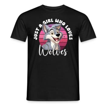 Wolf Just A Girl Who Loves Wolves Wolfskopf - Men's T-Shirt - black - Front - AI Model Male 178 light (178cm)
