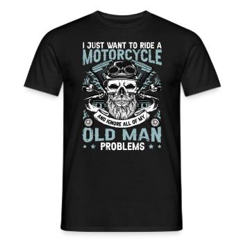 Je veux juste conduire une moto et ignorer tout - T-shirt homme - noir - Devant - AI Model Male 178 light (178cm)