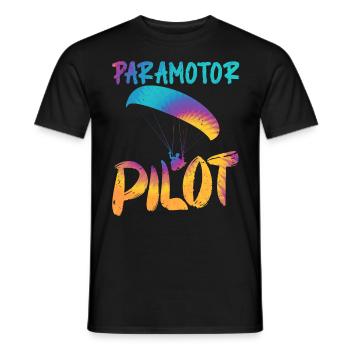 Paramotor Pilot Paraglider Shirt - Men's T-Shirt - black - Front - AI Model Male 178 light (178cm)