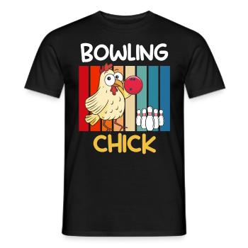 Bowling Huhn Bowlingspieler Frauen Bowlingbahn - Männer T-Shirt - Schwarz - Vorne - AI Model Male 178 light (178cm)