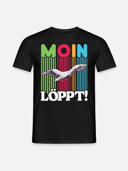 Möwen Moin Löppt! Norddeutschland Nordsee Ostsee - Männer T-Shirt - Schwarz