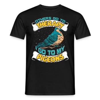 Pigeon Keeper Others Go to Therapy I Go to Pigeons - Men's T-Shirt - black - Front - AI Model Male 178 light (178cm)