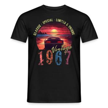 Vintage 1967 Geburtstag Synthwave Geburtsjahr 1967 - Männer T-Shirt - Schwarz - Vorne - AI Model Male 178 light (178cm)
