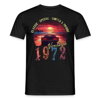 Millésime 1972 Anniversaire Synthwave Année de naissance 1972 - T-shirt homme - noir - Devant - AI Model Male 178 light (178cm)