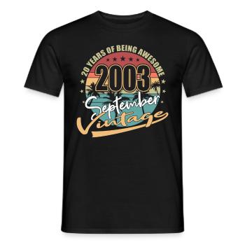 20th Birthday Vintage September 2003 Vintage - Men's T-Shirt - black - Front - AI Model Male 178 light (178cm)