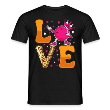 LOVE Bowling Shirt Damen Bowlingbahn Outfit - Männer T-Shirt - Schwarz - Vorne - AI Model Male 178 light (178cm)