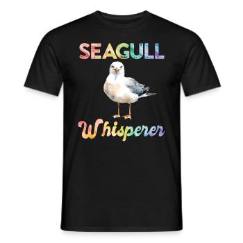 Mouettes, Chuchoteurs d’oiseaux, Amateurs d’oiseaux, Oiseaux marins, Mouettes - T-shirt homme - noir - Devant - AI Model Male 178 light (178cm)