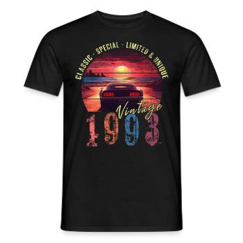 Millésime 1993 Anniversaire Synthwave Année de naissance 1993 - T-shirt homme - noir - Devant - AI Model Male 178 light (178cm)