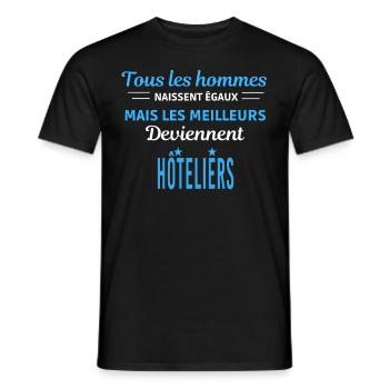 tous les hommes naissent égaux Hôteliers - T-shirt homme - noir - Devant - AI Model Male 178 light (178cm)