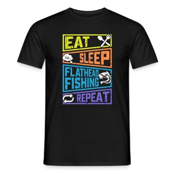 Nourriture Sommeil Pêche à tête plate Pêche répétée - T-shirt homme - noir - Devant - AI Model Male 178 light (178cm)