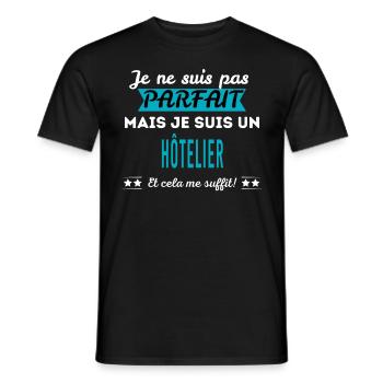 Je ne suis pas parfait HÔTELIER - T-shirt homme - noir - Devant - AI Model Male 178 light (178cm)
