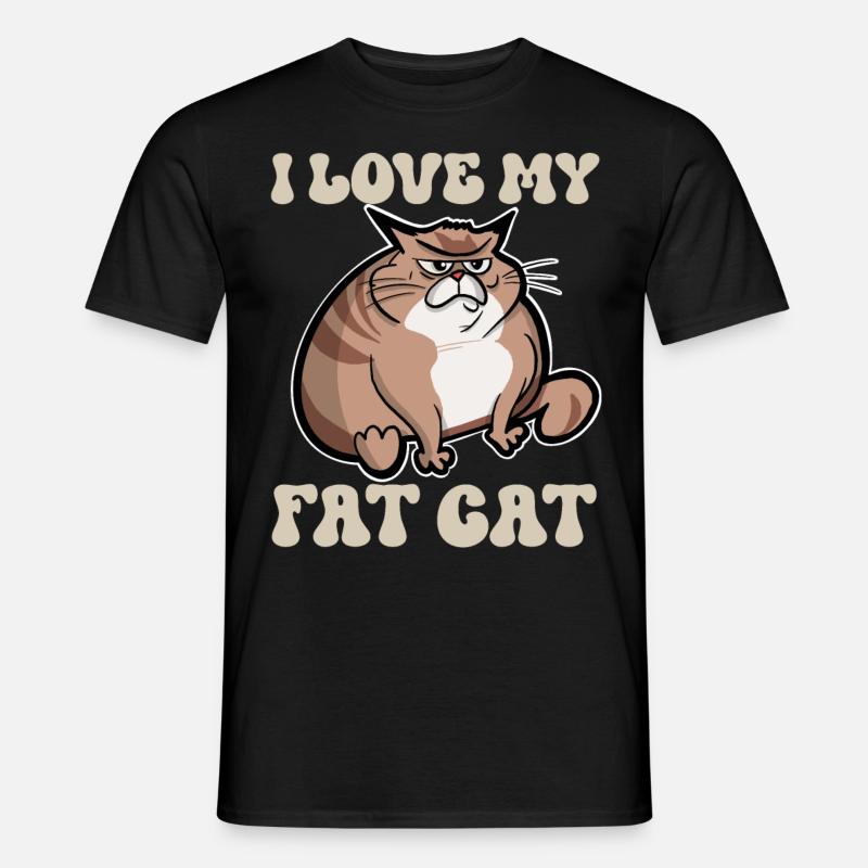 Katze Dicke Katze - Männer T-Shirt - Schwarz