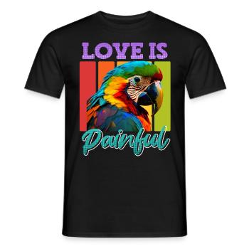 L’amour fait mal à l’ara Détenteur de perroquet Possession d’oiseau - T-shirt homme - noir - Devant - AI Model Male 178 light (178cm)