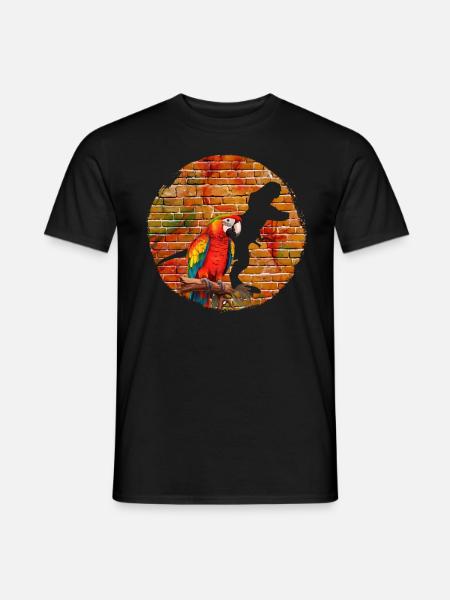 Ara Dinozaur Fan Papuga Miłośnik Ptaków - T-shirt męski - czarny